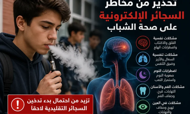 مخاطر السجائر الإلكترونية تشمل القلق والاكتئاب واضطرابات النوم