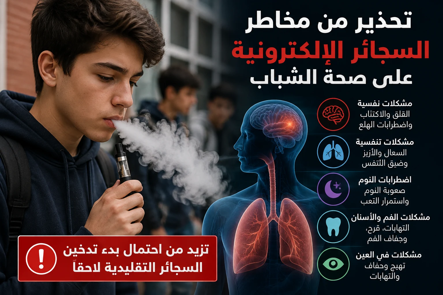 مخاطر السجائر الإلكترونية تشمل القلق والاكتئاب واضطرابات النوم - صورة مميزة صورة مميزة: مخاطر السجائر الإلكترونية تشمل القلق والاكتئاب واضطرابات النوم